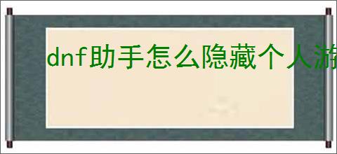 dnf助手怎么隐藏个人游戏信息