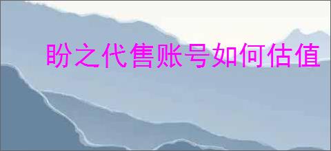 盼之代售账号如何估值