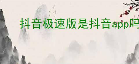 抖音极速版是抖音app吗